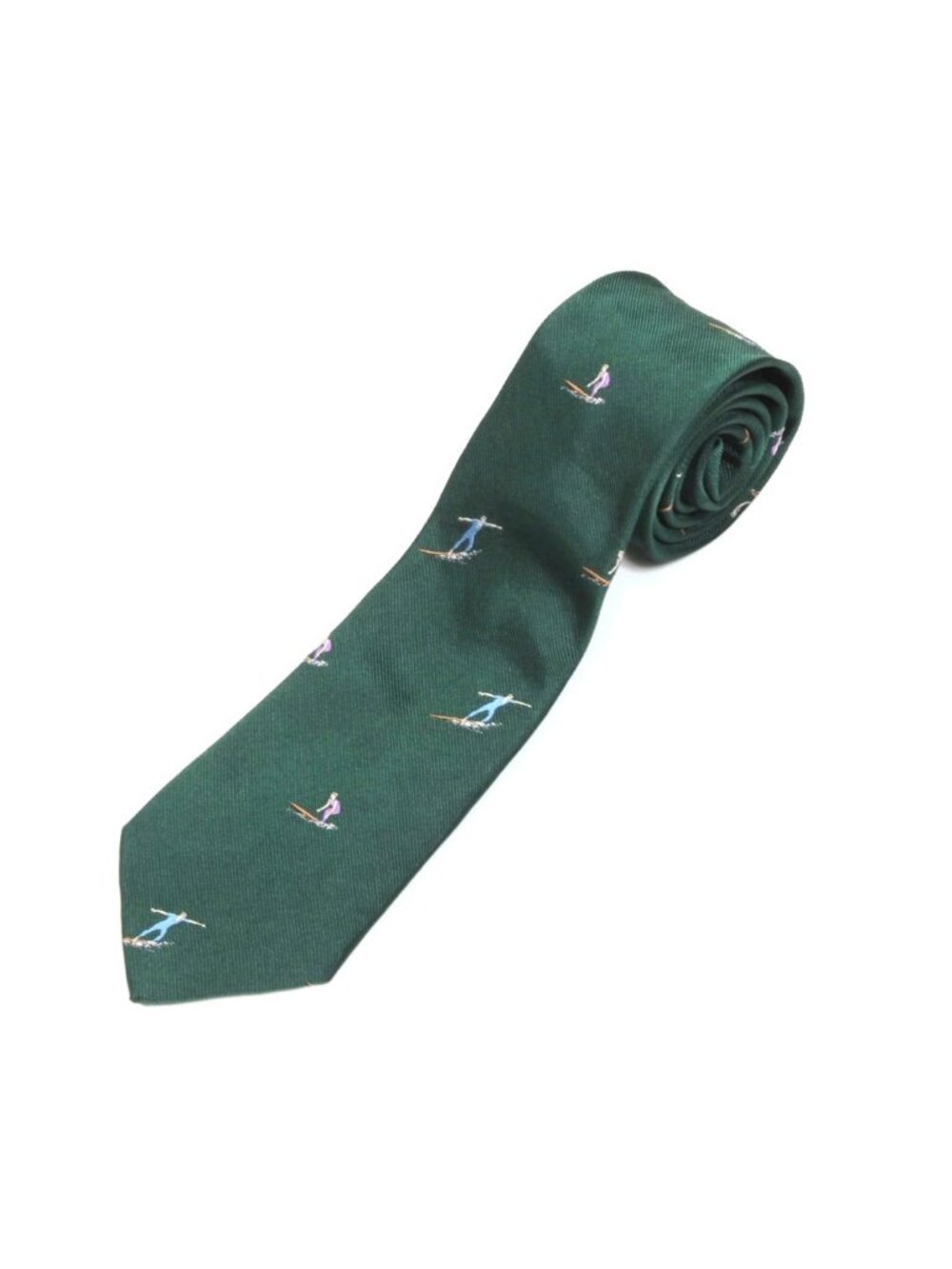 ZARA Surfer Curling the Waves Green Men's Skinny Neck Tie